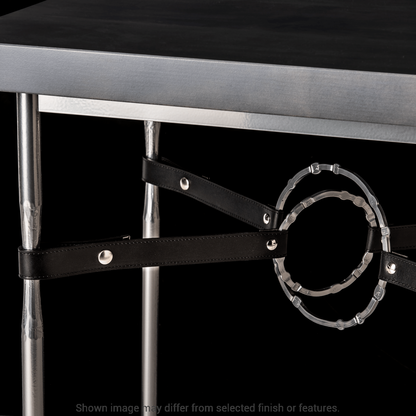 Equus Wood Top Side Table - White - Leather Chestnut Accent - Maple Natural Wood Top Accent by Hubbardton Forge