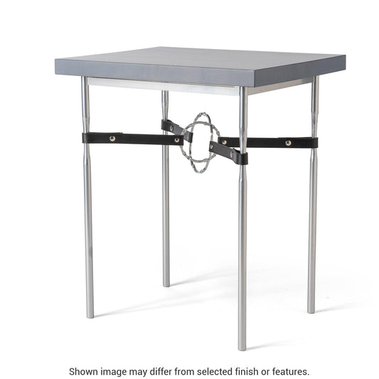 Equus Wood Top Side Table - White - Leather Chestnut Accent - Maple Natural Wood Top Accent by Hubbardton Forge