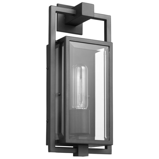 Exhibit - 1 Light - Small Wall Lantern - Matte Black Finish with Clear Beveled Glass - Satco 60-7543