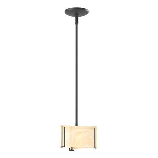Exos Delta Mini Pendant - Black - Amber Swirl Glass by Hubbardton Forge