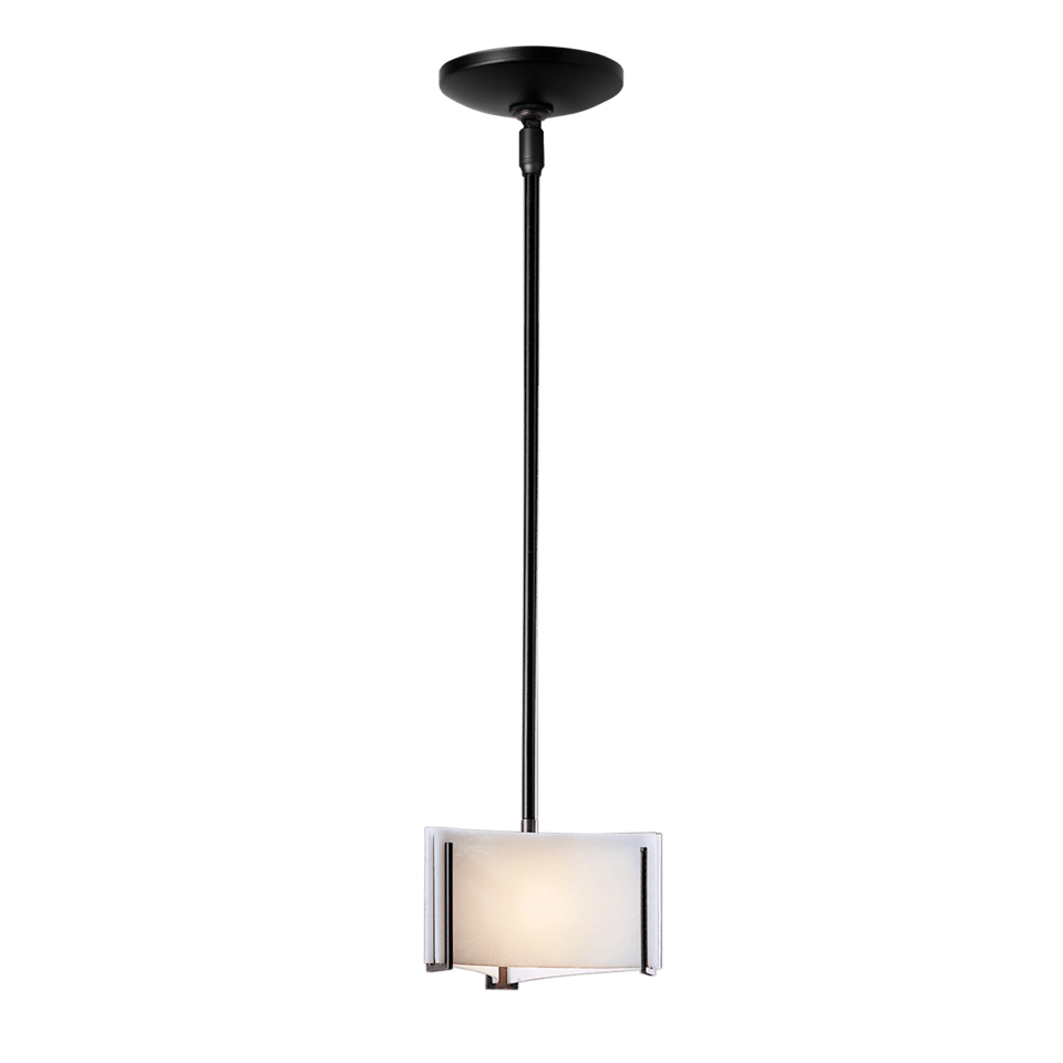 Exos Delta Mini Pendant - Black - White Art Glass by Hubbardton Forge