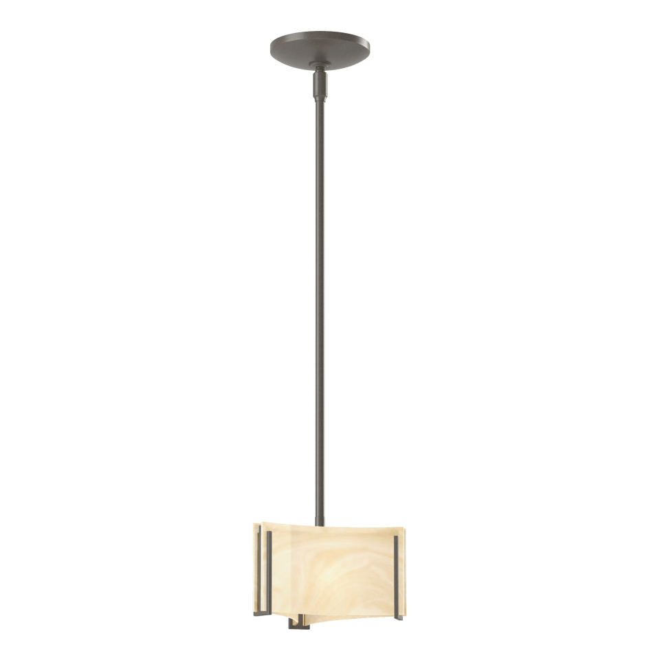 Exos Delta Mini Pendant - Dark Smoke - Amber Swirl Glass by Hubbardton Forge