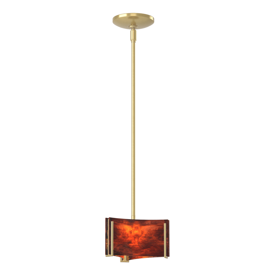 Exos Delta Mini Pendant - Modern Brass - Topaz Glass by Hubbardton Forge