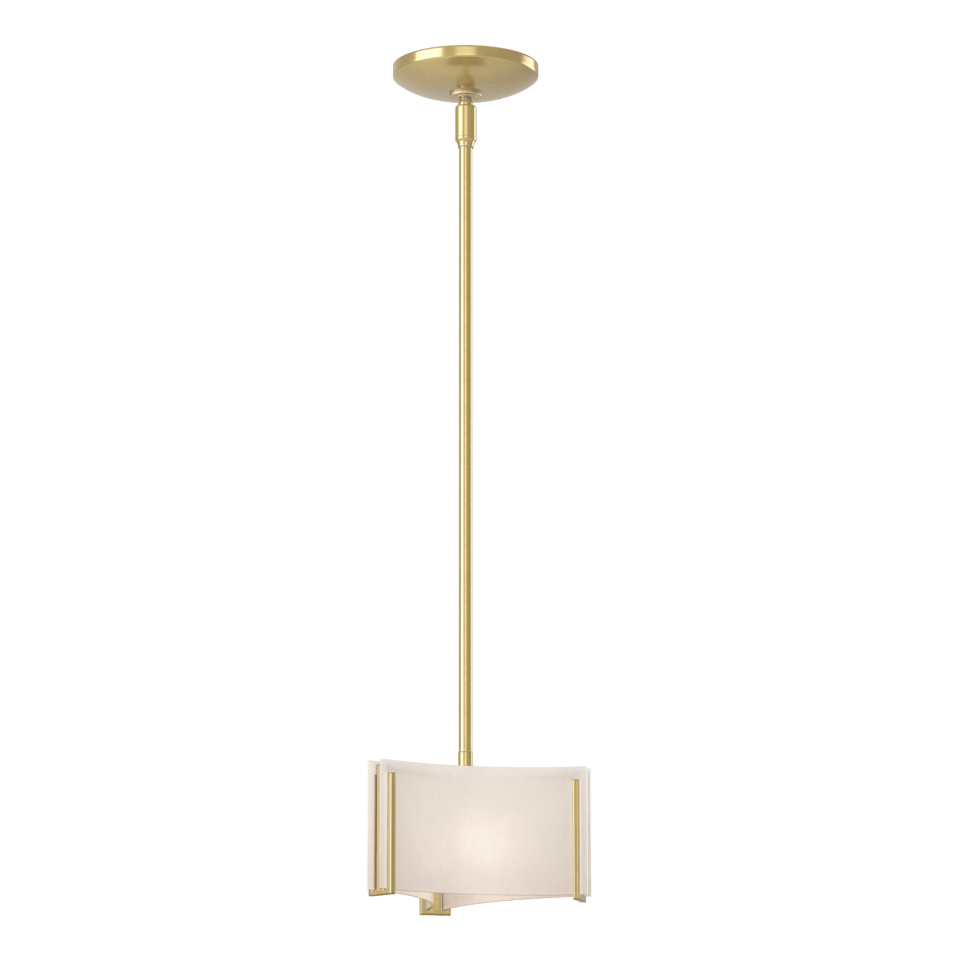Exos Delta Mini Pendant - Modern Brass - White Art Glass by Hubbardton Forge