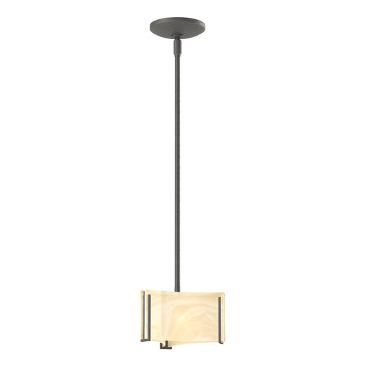 Exos Delta Mini Pendant - Natural Iron - Amber Swirl Glass by Hubbardton Forge
