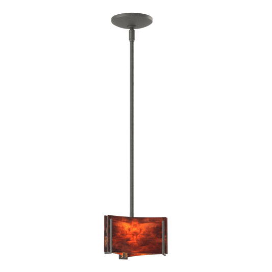 Exos Delta Mini Pendant - Natural Iron - Topaz Glass by Hubbardton Forge