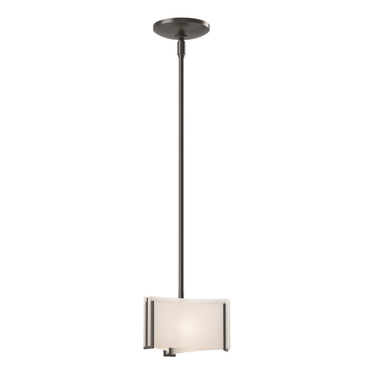 Exos Delta Mini Pendant - Oil Rubbed Bronze - White Art Glass by Hubbardton Forge