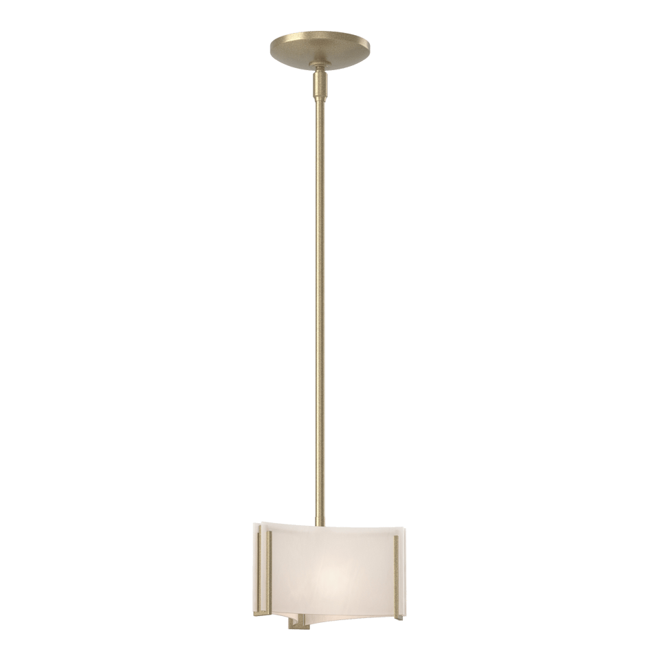 Exos Delta Mini Pendant - Soft Gold - White Art Glass by Hubbardton Forge