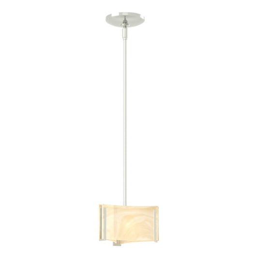 Exos Delta Mini Pendant - Sterling - Amber Swirl Glass by Hubbardton Forge