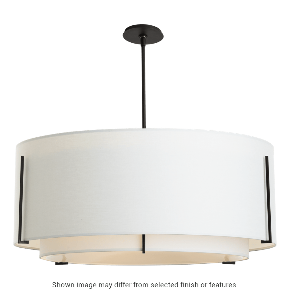 Exos Double Shade Large Scale Pendant - White - Natural Anna Shade by Hubbardton Forge