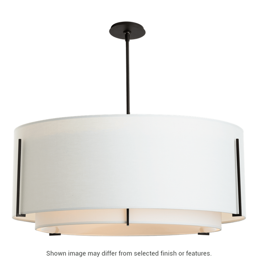 Exos Double Shade Large Scale Pendant - White - Natural Anna Shade by Hubbardton Forge