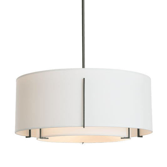 Exos Double Shade Pendant - Black - Natural Anna Shade by Hubbardton Forge