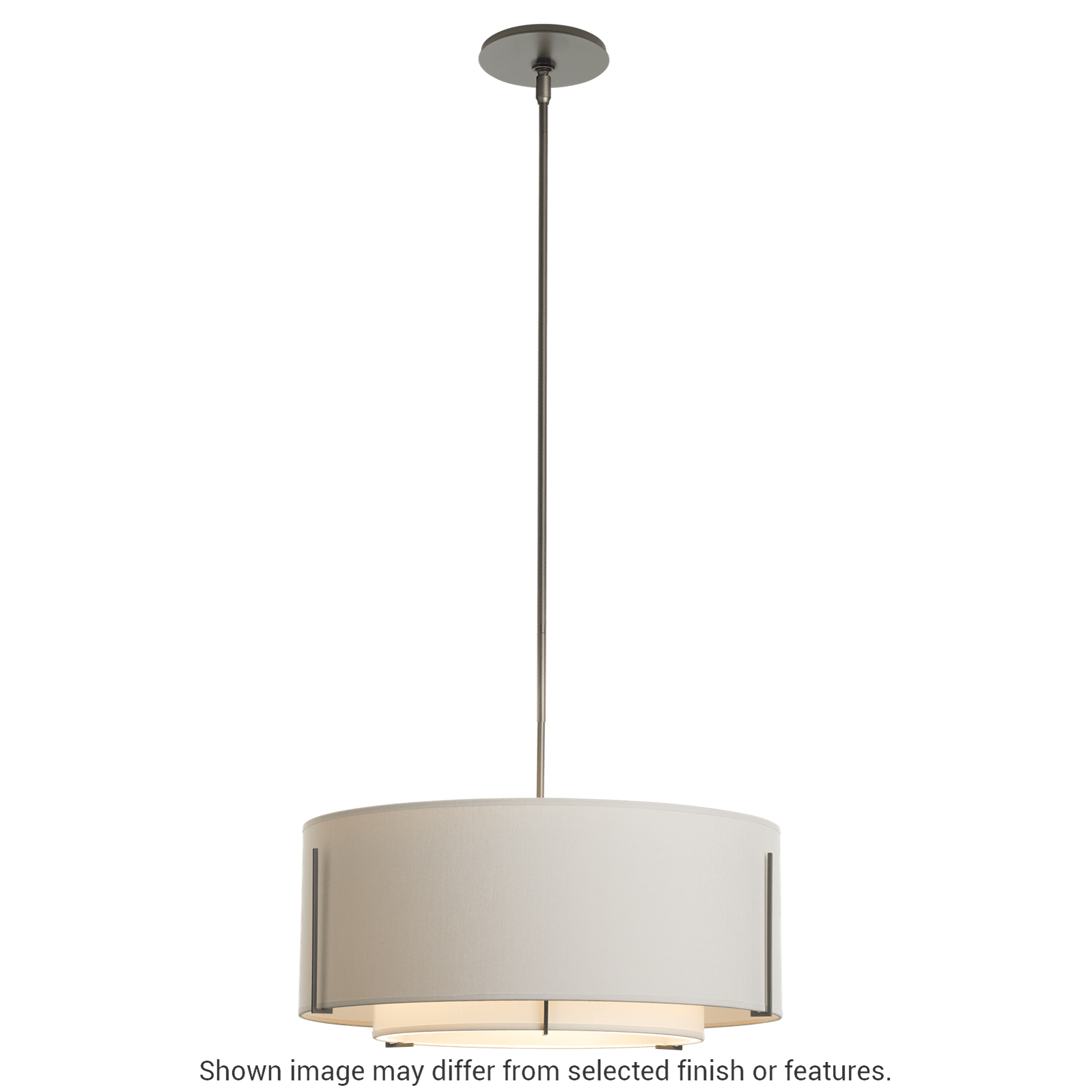 Exos Double Shade Pendant - White - Natural Anna Shade by Hubbardton Forge