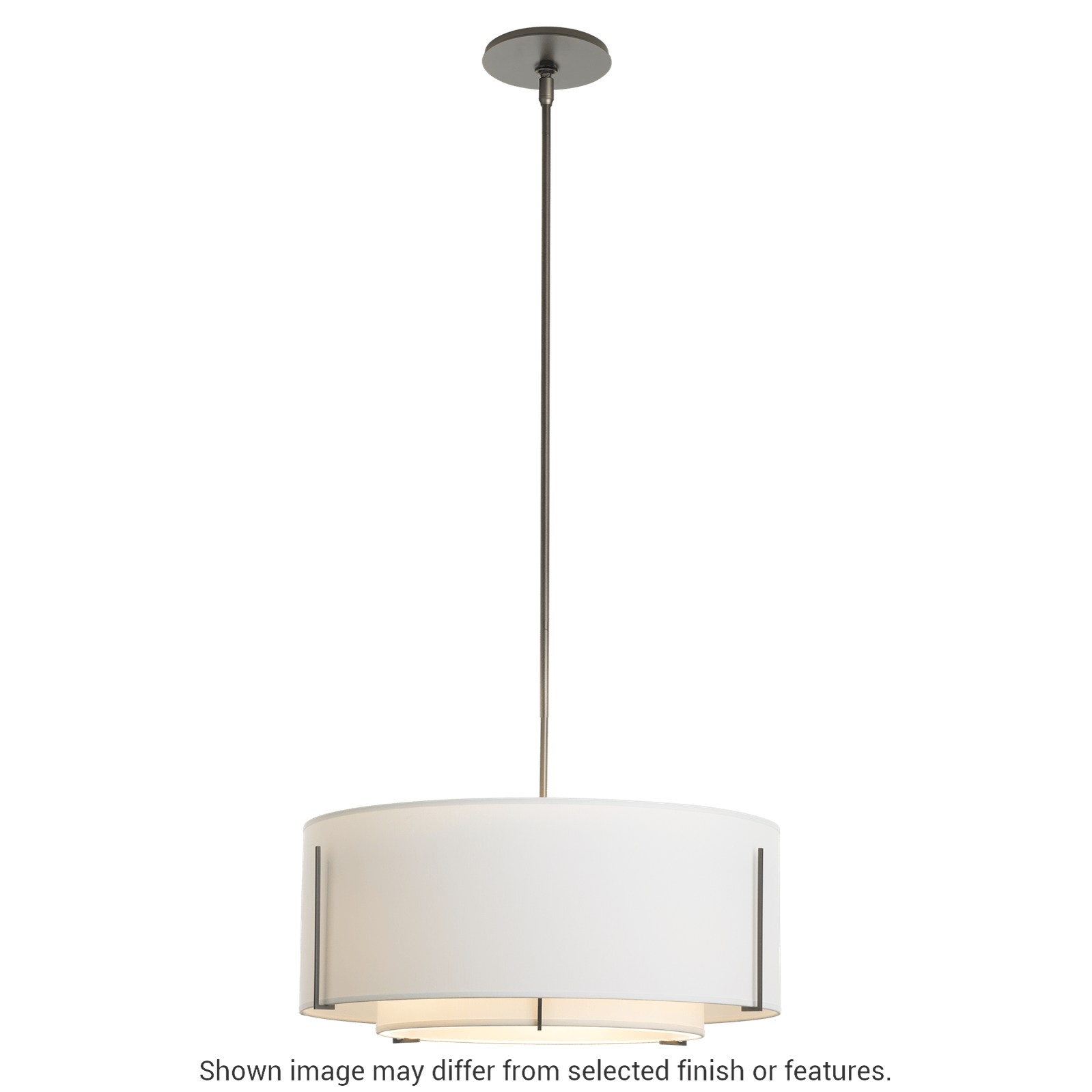 Exos Double Shade Pendant - White - Natural Anna Shade by Hubbardton Forge