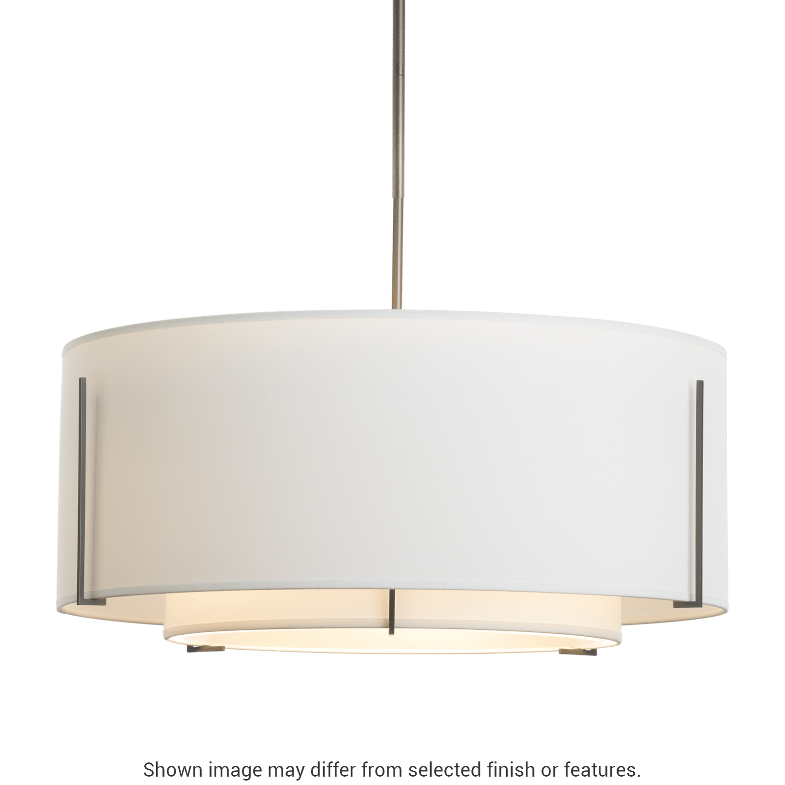 Exos Double Shade Pendant - White - Natural Anna Shade by Hubbardton Forge