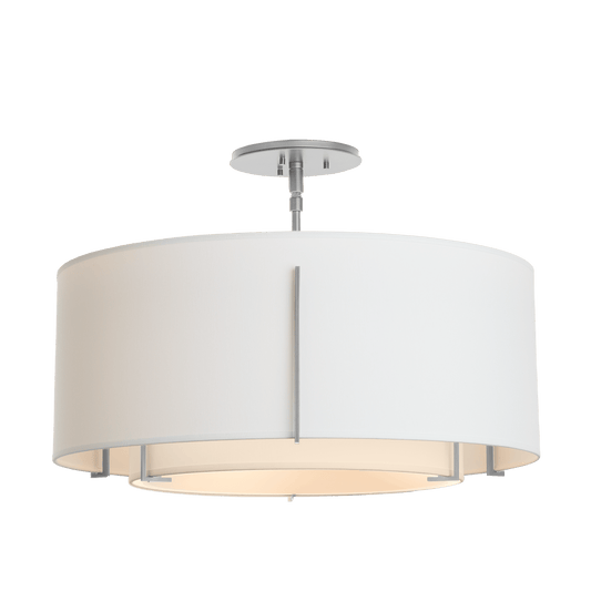 Exos Double Shade Semi-Flush - Vintage Platinum - Natural Anna Shade by Hubbardton Forge