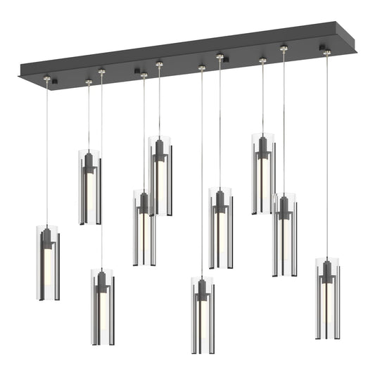 Exos Glass 10-Light Pendant - Black - Clear Glass by Hubbardton Forge