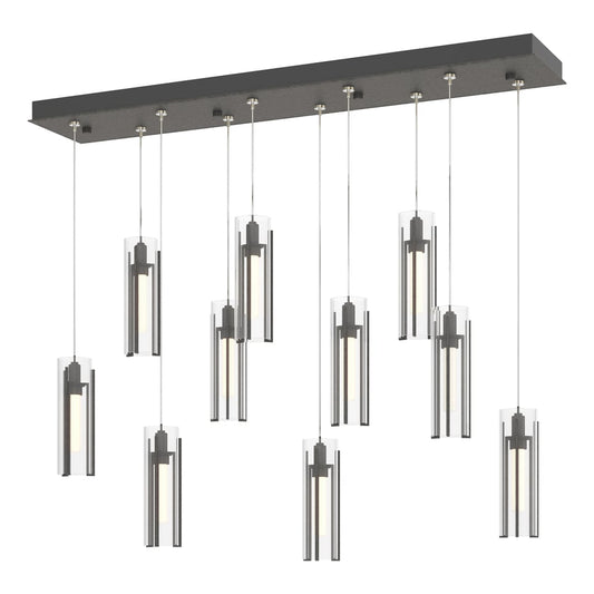 Exos Glass 10-Light Pendant - Natural Iron - Clear Glass by Hubbardton Forge