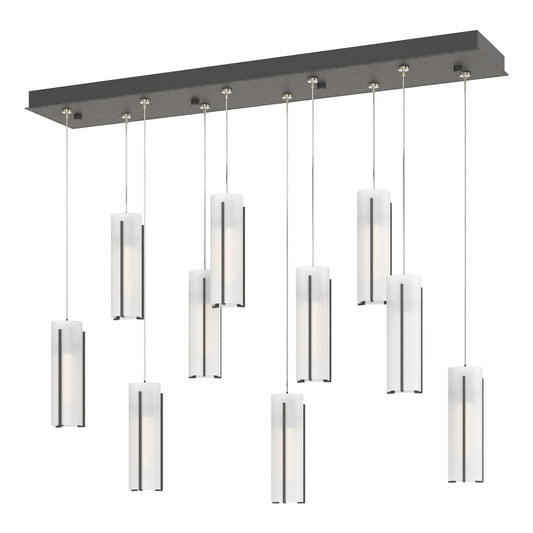 Exos Glass 10-Light Pendant - Natural Iron - Opal Glass by Hubbardton Forge