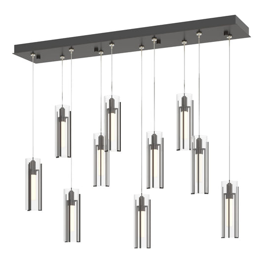 Exos Glass 10-Light Pendant - Oil Rubbed Bronze - Clear Glass by Hubbardton Forge