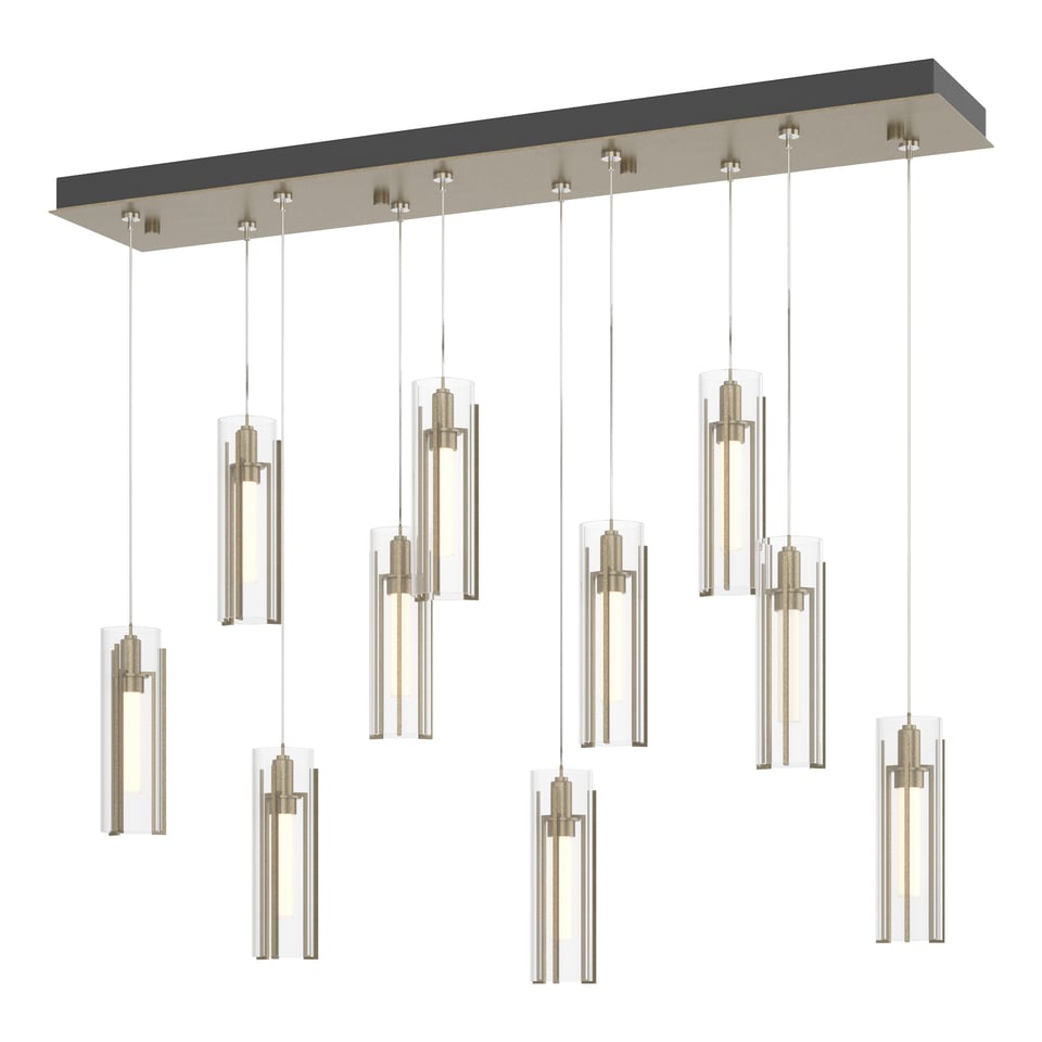 Exos Glass 10-Light Pendant - Soft Gold - Clear Glass by Hubbardton Forge
