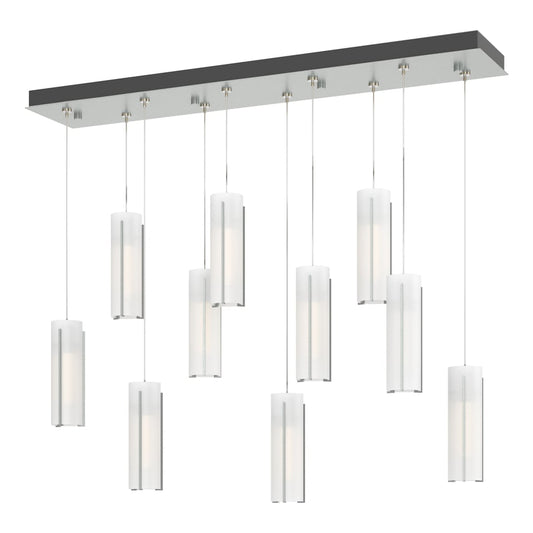Exos Glass 10-Light Pendant - Vintage Platinum - Opal Glass by Hubbardton Forge