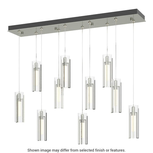 Exos Glass 10-Light Pendant - White - Clear Glass by Hubbardton Forge
