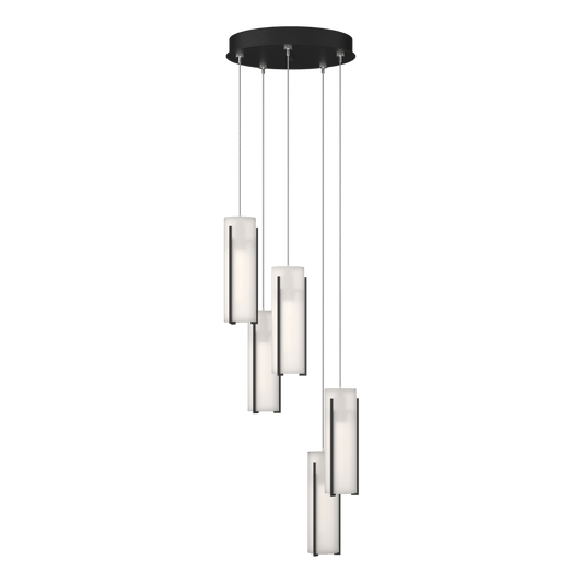Exos Glass 5-Light Pendant - Black - Opal Glass by Hubbardton Forge