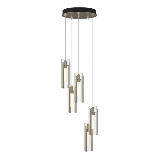 Exos Glass 5-Light Pendant - Soft Gold - Clear Glass by Hubbardton Forge