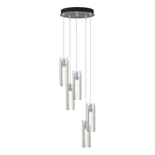 Exos Glass 5-Light Pendant - Vintage Platinum - Clear Glass by Hubbardton Forge