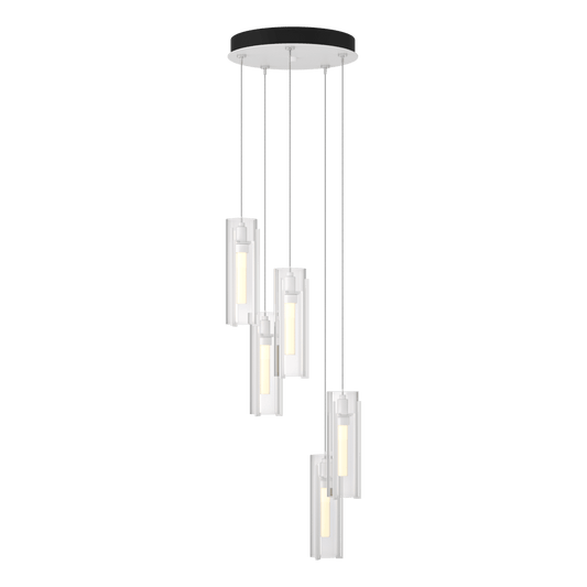 Exos Glass 5-Light Pendant - White - Clear Glass by Hubbardton Forge