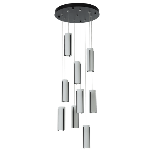 Exos Glass 9-Light Pendant - Black - Opal Glass by Hubbardton Forge