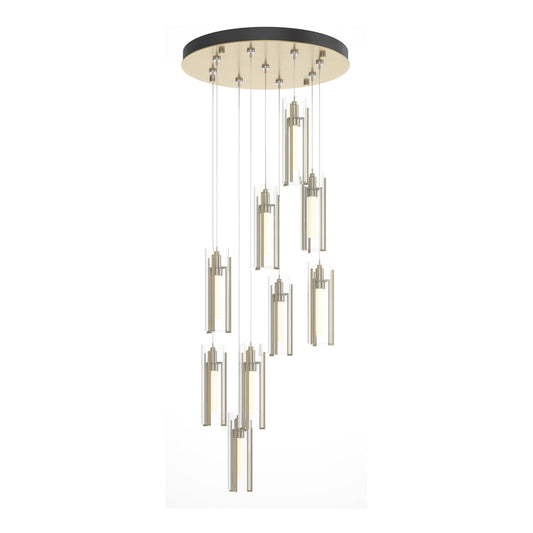 Exos Glass 9-Light Pendant - Modern Brass - Clear Glass by Hubbardton Forge