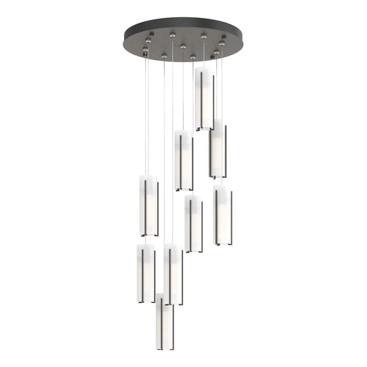 Exos Glass 9-Light Pendant - Natural Iron - Opal Glass by Hubbardton Forge