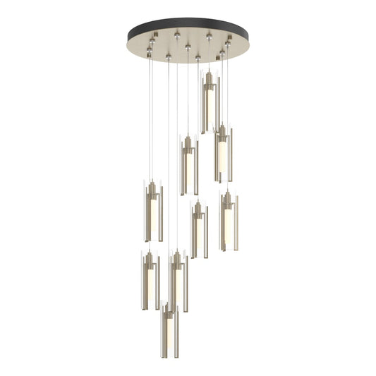 Exos Glass 9-Light Pendant - Soft Gold - Clear Glass by Hubbardton Forge