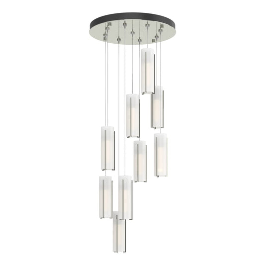 Exos Glass 9-Light Pendant - Sterling - Opal Glass by Hubbardton Forge