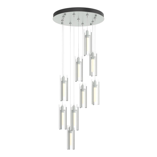 Exos Glass 9-Light Pendant - Vintage Platinum - Clear Glass by Hubbardton Forge
