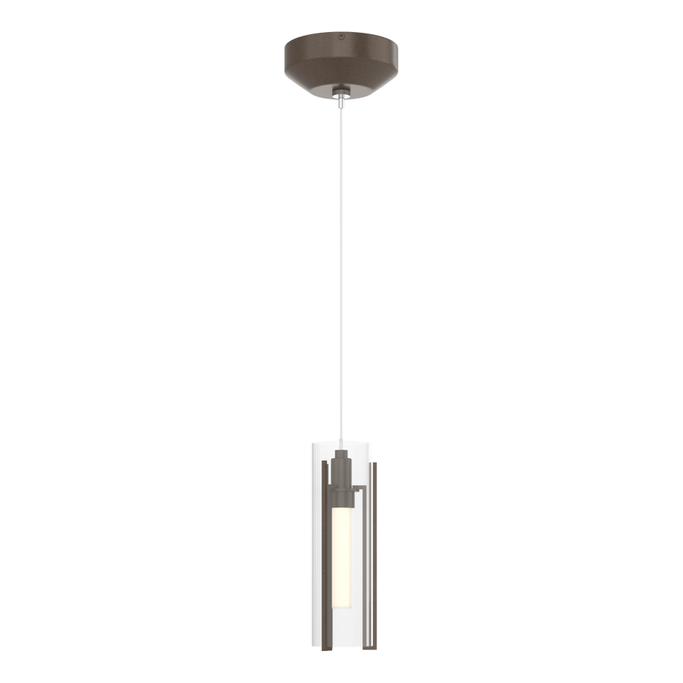 Exos Glass Low Voltage Mini Pendant - Bronze - Clear Glass by Hubbardton Forge