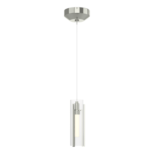 Exos Glass Low Voltage Mini Pendant - Sterling - Clear Glass by Hubbardton Forge