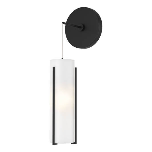 Exos Glass Mini Low Voltage Sconce - Black - Opal Glass by Hubbardton Forge