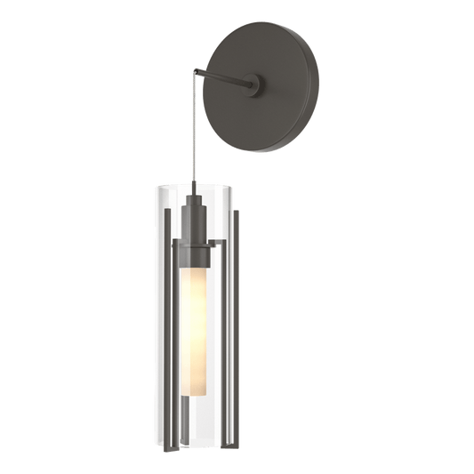 Exos Glass Mini Low Voltage Sconce - Dark Smoke - Clear Glass by Hubbardton Forge