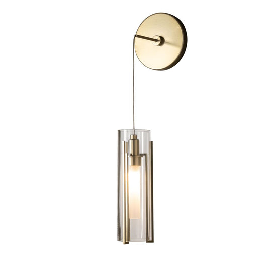 Exos Glass Mini Low Voltage Sconce - Modern Brass - Clear Glass by Hubbardton Forge