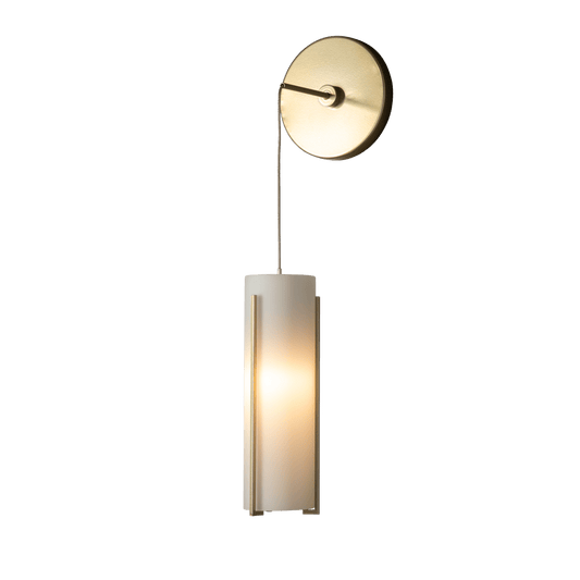 Exos Glass Mini Low Voltage Sconce - Modern Brass - Opal Glass by Hubbardton Forge