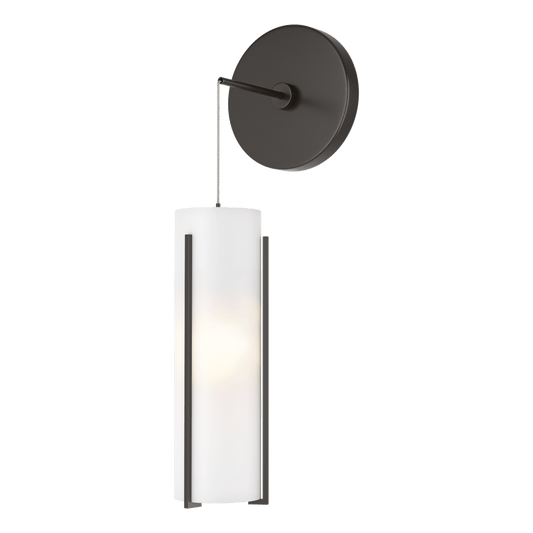 Exos Glass Mini Low Voltage Sconce - Oil Rubbed Bronze - Opal Glass by Hubbardton Forge