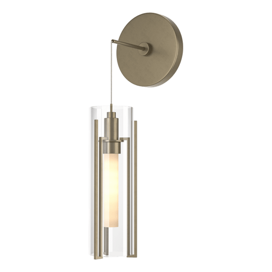 Exos Glass Mini Low Voltage Sconce - Soft Gold - Clear Glass by Hubbardton Forge