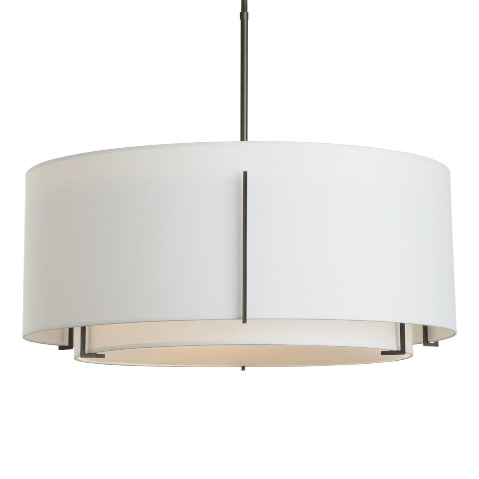 Exos Large Double Shade Pendant - Natural Iron - Natural Anna Shade by Hubbardton Forge