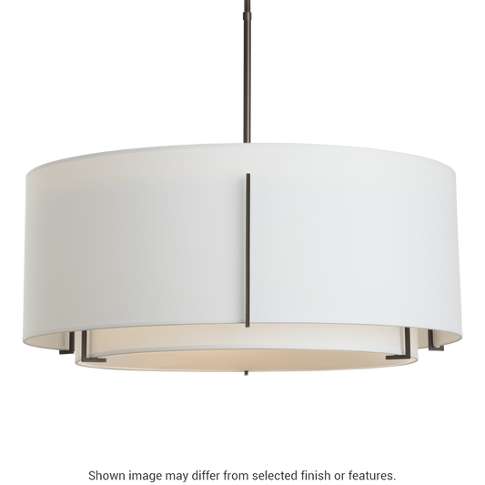 Exos Large Double Shade Pendant - White - Natural Anna Shade by Hubbardton Forge