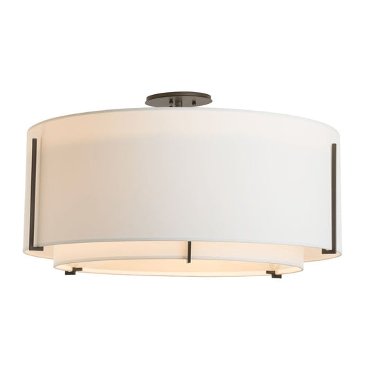 Exos Large Double Shade Semi-Flush - Dark Smoke - Natural Anna Shade by Hubbardton Forge