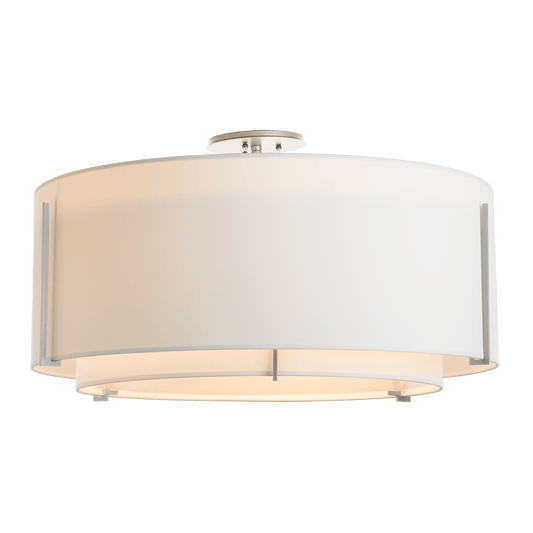 Exos Large Double Shade Semi-Flush - Vintage Platinum - Natural Anna Shade by Hubbardton Forge