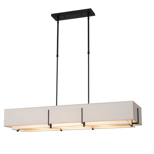 Exos Rectangular Pendant - Black - Natural Anna Shade by Hubbardton Forge